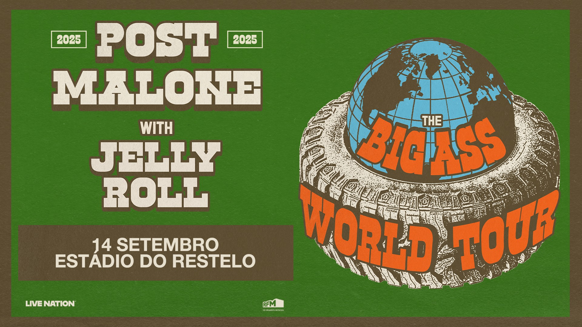 Landscape Post Malone tour artwork adapted for the Lisbon concert.