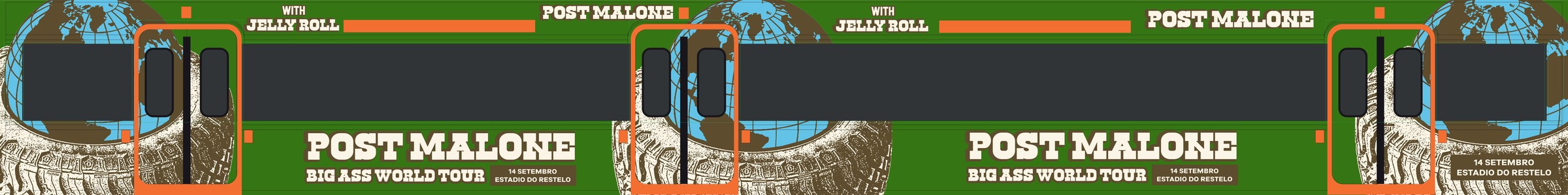 Wide Post Malone concert banner with the Lisbon date and venue.